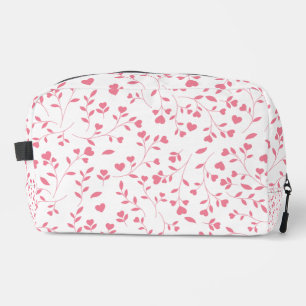 Trousse De Toilette Cœur Rose Romantique Vignes Motif Blanc