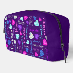 Trousse De Toilette Coeurs de pierres précieuses nom personnalisé Vane