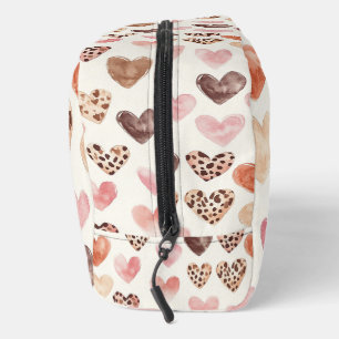 Trousse De Toilette Coeurs Empreintes de léopard Brown roses