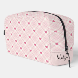 Trousse De Toilette Coeurs Plaid Personnalisés