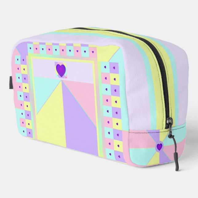 Trousse De Toilette couleurs pastel & coeurs violets battre (Coin droit)