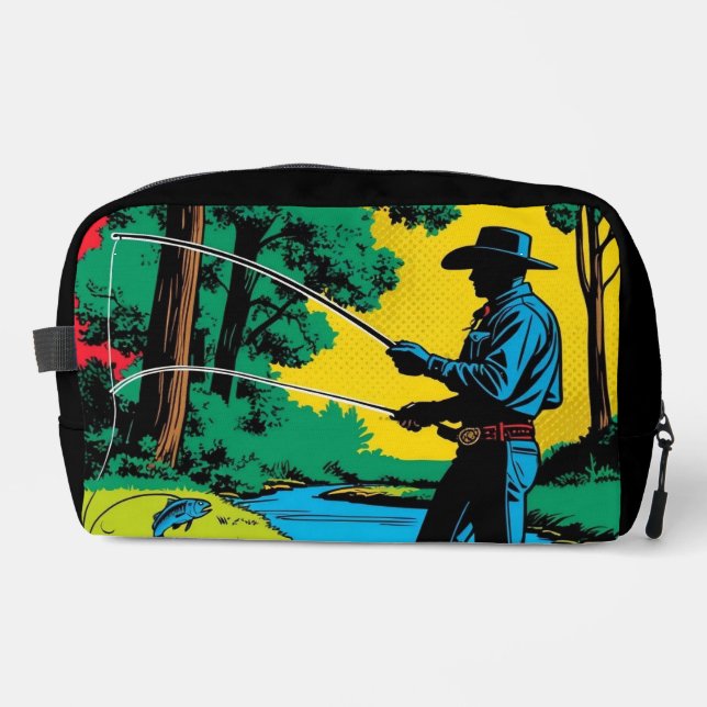 Trousse De Toilette Cowboy Fisherman on Riverbank (Recto)
