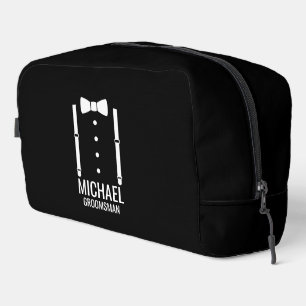 Trousse De Toilette Cravate Mariage noir Groomsmen personnalisé