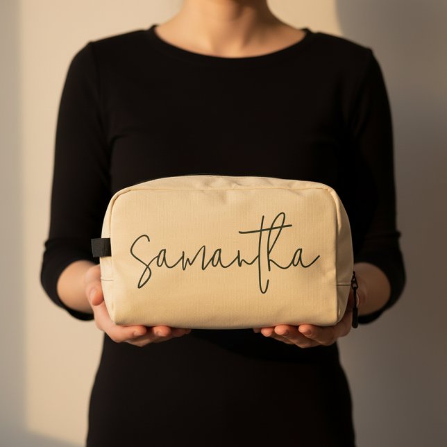 Trousse De Toilette Custom Makeup Organizer for Mom, Bride, & Graduate (Custom Beige Toiletry Bag – Bridesmaid, Mom, Mother's Day, Teacher, or Graduation Gift for Women)