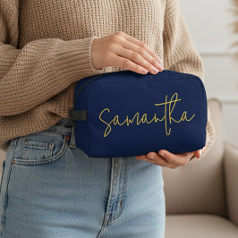 Trousse De Toilette Custom Name Blue Cosmetic Bag for Bridesmaid & Mom