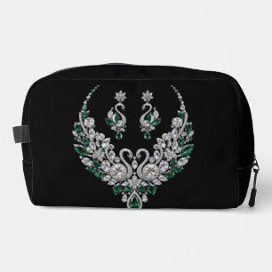 Trousse De Toilette Cygnes de cristal d'émeraude   Bijoux de luxe