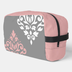Trousse De Toilette Défiler Damask Art I rose blanc gris
