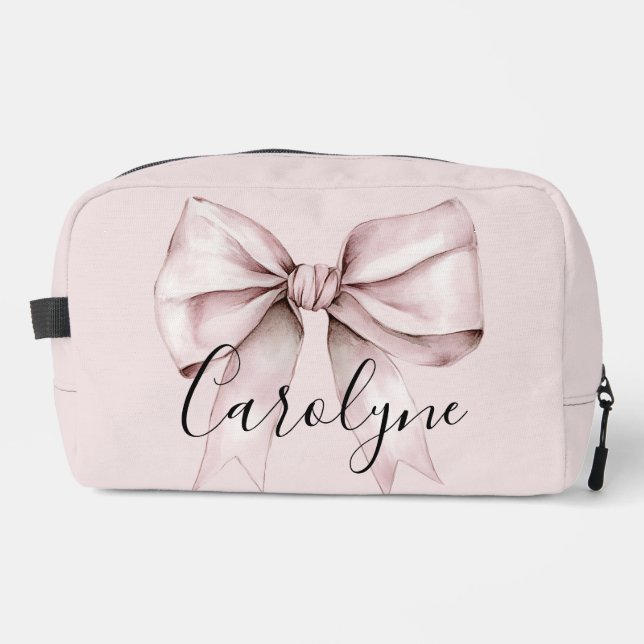 Trousse De Toilette Demoiselle d'honneur coquette ruban rose nom perso (Recto)