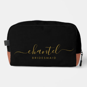 Trousse De Toilette Demoiselle d'honneur écriture dorée moderne noir