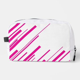 Trousse De Toilette Diagonales en Magenta et Blanc