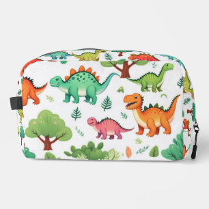 Trousse De Toilette Dinosaures et motif d'arbres blanc