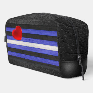 Trousse De Toilette Drapeau de fierté en cuir SlipperyJoe's noir bleu