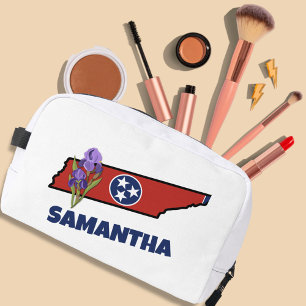 Trousse De Toilette Drapeau du Tennessee et Iris Violet Fleur Texte Pe
