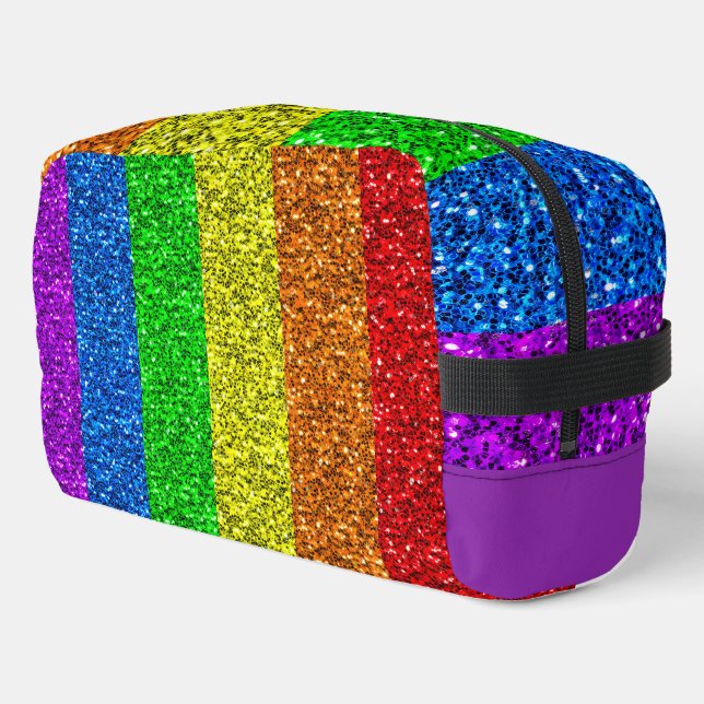Trousse De Toilette Drapeau LGBT vibrante parties scintillant arc-en-c (Coin gauche)