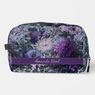 Trousse De Toilette Élégant bleu violets floral monogrammé