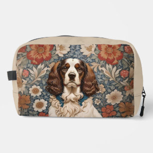 Trousse De Toilette Élégant Épagneul sur Fond Floral