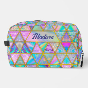 Trousse De Toilette Elégant holographique tendance faux or géométrique