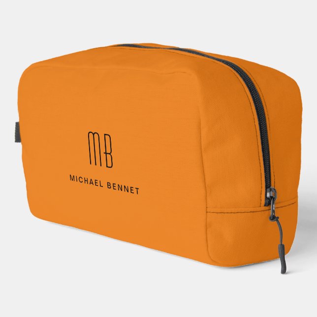 Trousse De Toilette Élégant Monogramme Orange (Coin droit)