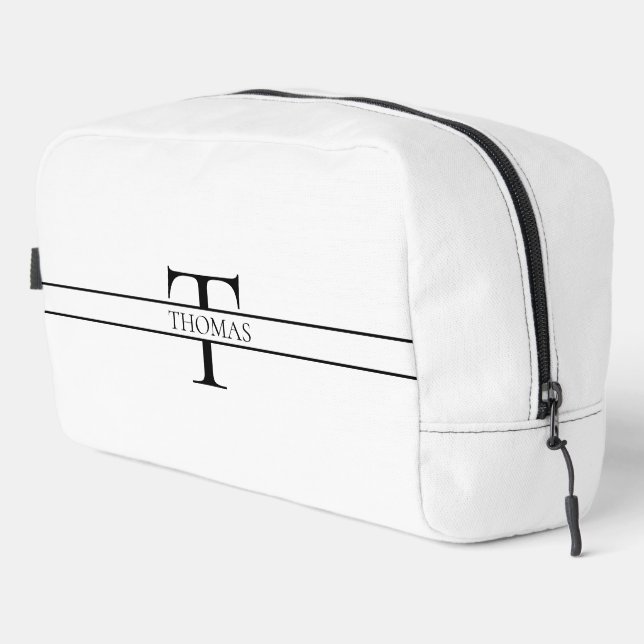 Trousse De Toilette Élégant Monogramme Personnalisé Nom Personnalisé (Coin droit)