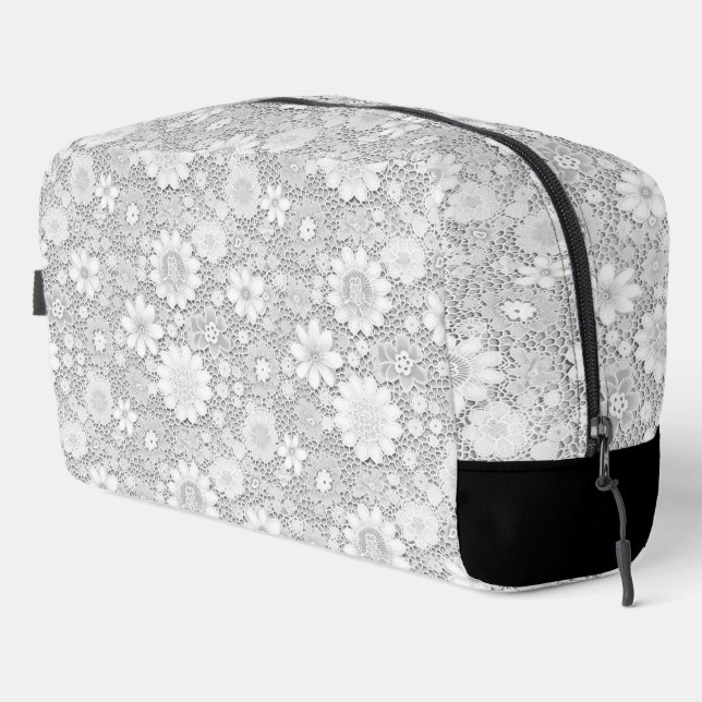 Trousse De Toilette Élégant motif de dentelle fleurie blanche (Coin droit)
