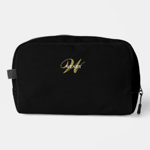 Trousse De Toilette Élégant Noir Or l Élégant Luxe Monogramme