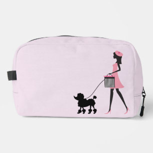Trousse De Toilette Femme en rose marchant caniche noire