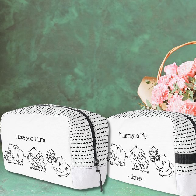 Trousse De Toilette Fête des mères Elephant Mum & Me personnalisée (Elephant Mum & Me Mother's Day personalized Dopp Kit)