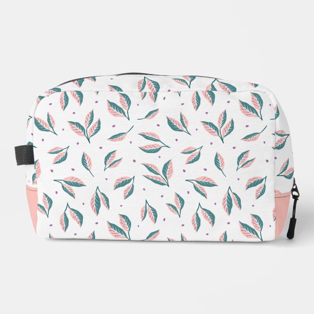 Trousse De Toilette Feuilles roses et verts (Recto)