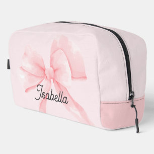 Trousse De Toilette Fille à Nœud Papillon Rose Coquette Personnalisée