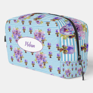 Trousse De Toilette Filles de fleurs à rayures bleues violettes Pensée
