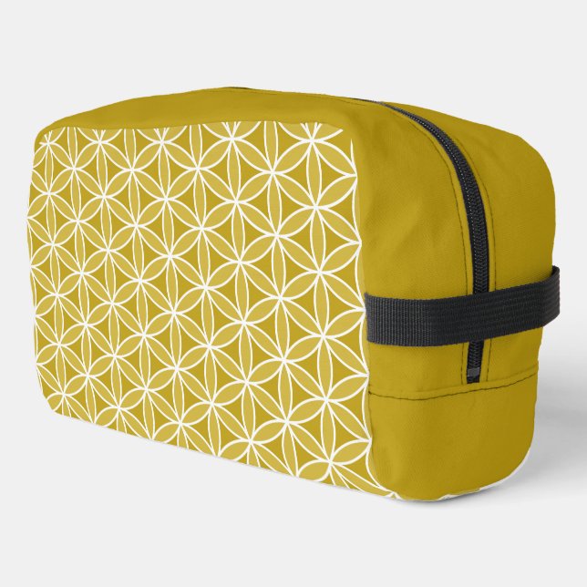 Trousse De Toilette Fleur de vie Motif - Golds & White (Coin gauche)