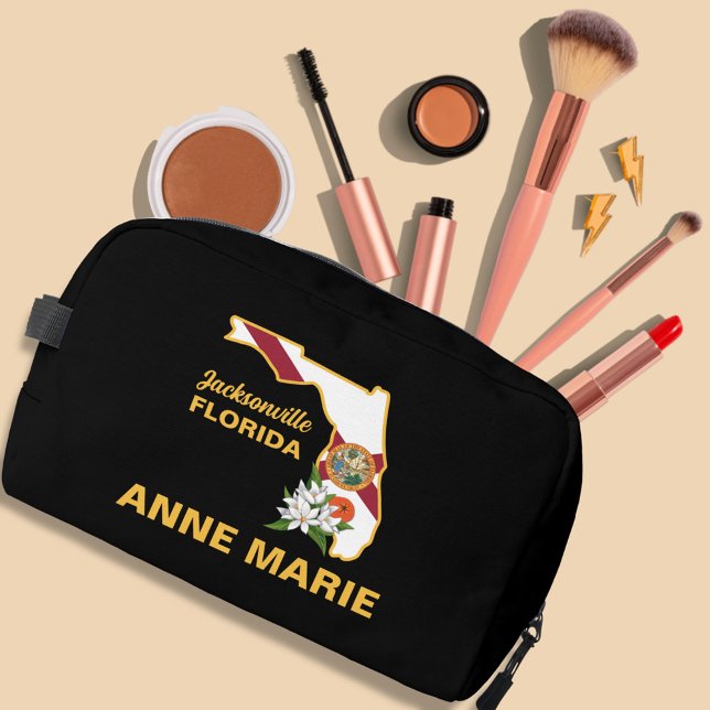 Trousse De Toilette Fleur d'état Floride personnalisée Fleur Orange Bl (Créateur téléchargé)