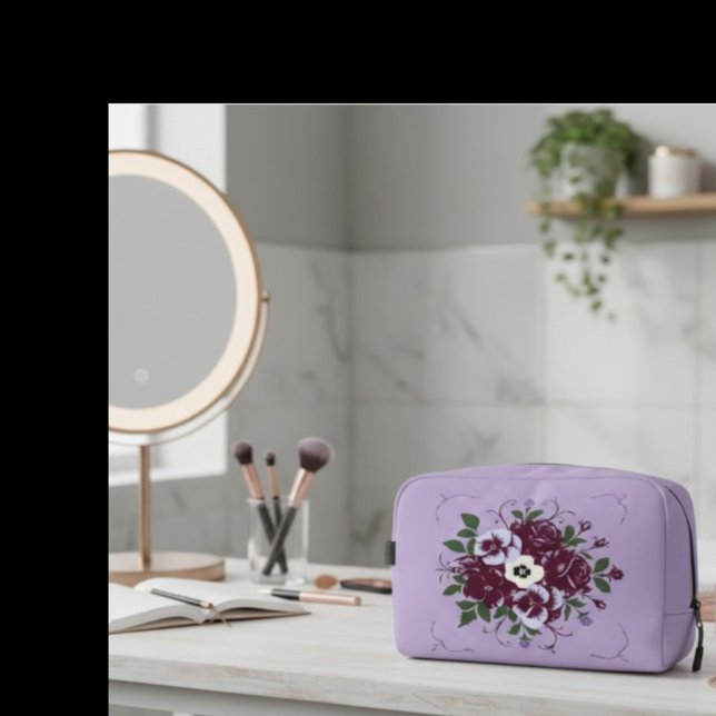 Trousse de Toilette Fleurie - Bouquet de Violettes (Créateur téléchargé)