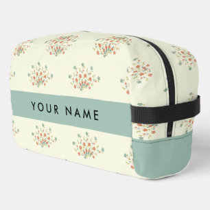 Trousse De Toilette Fleurs bleues et rouges, Bleu, Votre nom