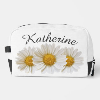 Trousse De Toilette Fleurs de marguerite blanche Nom personnalisé Blan