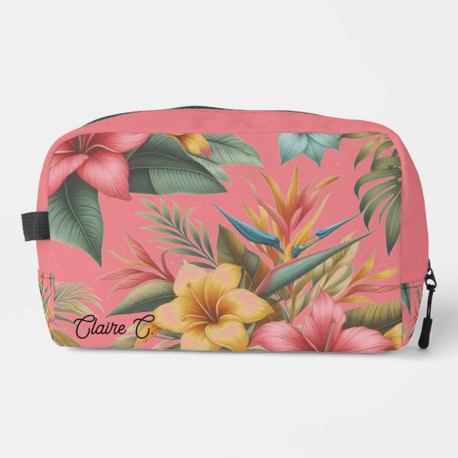 Trousse De Toilette Fleurs tropicales Pouch Accessoire Inspiré Nature (Recto)