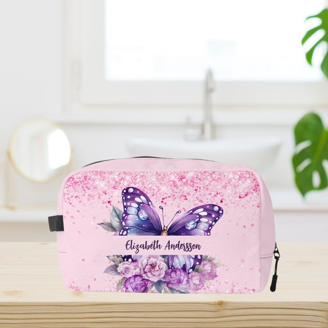 Trousse De Toilette Fleurs violettes roses papillon (Créateur téléchargé)