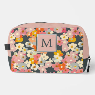 Trousse De Toilette Flores rose monogramme initial