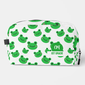 Trousse De Toilette Frog Happy Face Motif Green Monogram School
