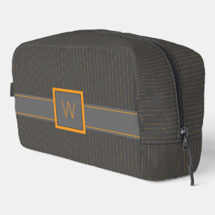Trousse De Toilette Gris avec fines rayures orange