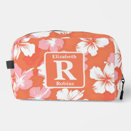 Trousse De Toilette Hibiscus de pêche tropicale personnalisé Monogramm