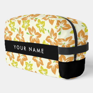 Trousse De Toilette Hibiscus Jaune, Hibiscus Orange, Votre Nom