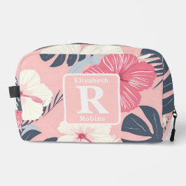 Trousse De Toilette Hibiscus rose tropical personnalisé Monogramme