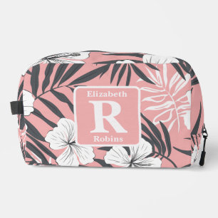 Trousse De Toilette Hibiscus rose tropical personnalisé Monogramme