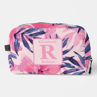 Trousse De Toilette Hibiscus rose tropical personnalisé Monogramme