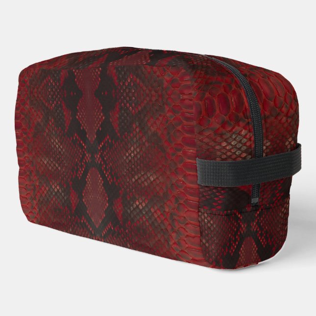 Trousse De Toilette Impression Python rouge et noir (Coin gauche)