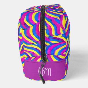 Trousse De Toilette Initiale Vibrant violet mou motif abstrait Boho