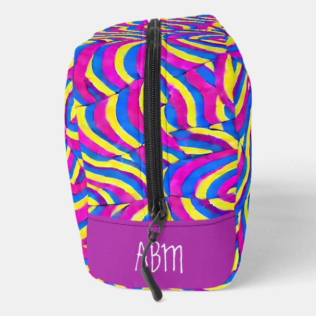 Trousse De Toilette Initiale Vibrant violet mou motif abstrait Boho (Droite)