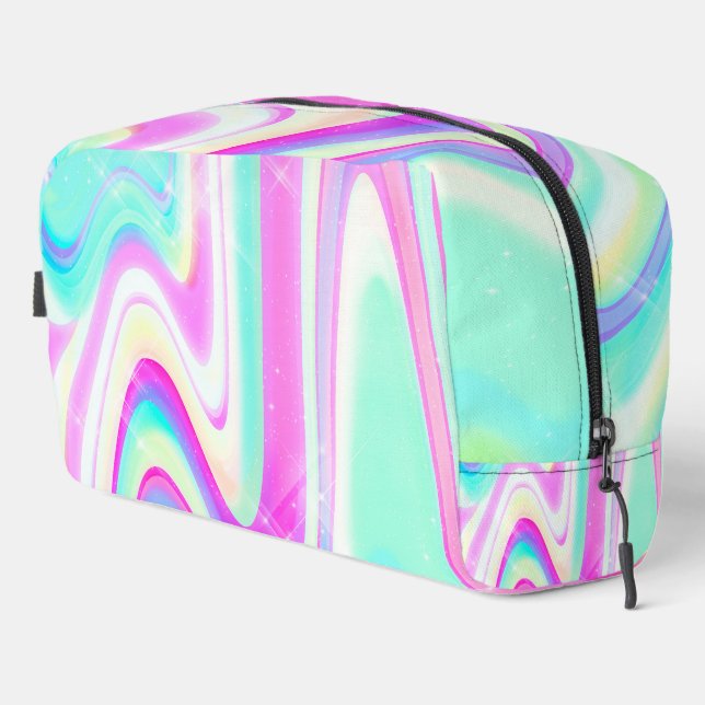 Trousse De Toilette Iridescente Holographique Liquide Swirl (Coin droit)