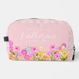 Trousse De Toilette Jardin Floral Rose Personnalisé